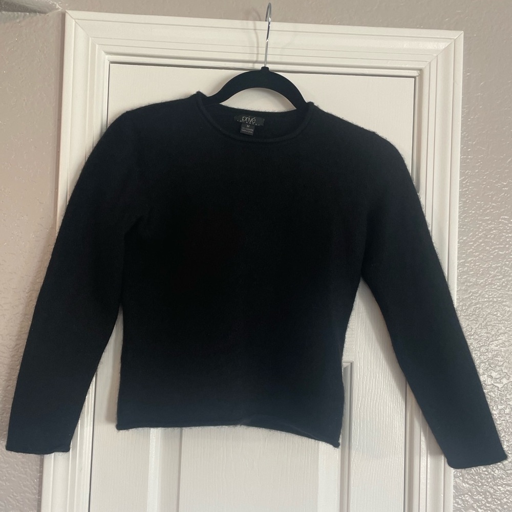 Women's Black Privé 100% Premium Cashmere Long Sleeve Sweater Sz Med